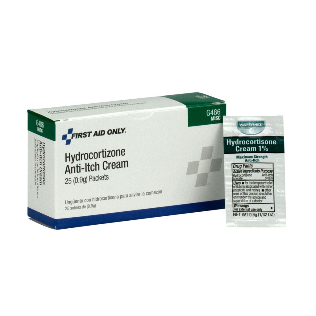 First Aid Only Hydrocortisone Anti-Itch Cream, 25/Box
