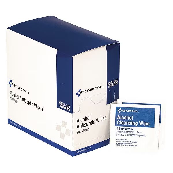 First Aid Only Alcohol Antiseptic Wipe, 200/Box