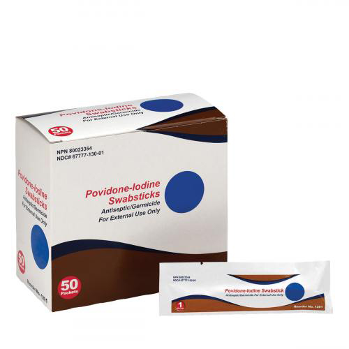 First Aid Only Povidone Iodine Antiseptic Swab, 50/Box