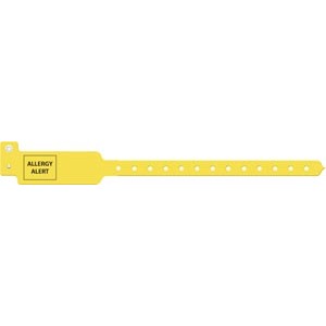 Medical ID Solutions Wristband, Adult/ Pediatric, 10&quot;, Tri-Laminate, Allergy Alert, Yellow