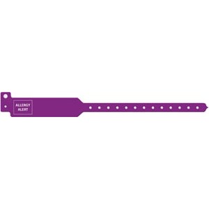 Medical ID Solutions Wristband, Adult, 12&quot;, Tri-Laminate, Allergy Alert, Purple