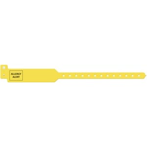 Medical ID Solutions Wristband, Adult, 12&quot;, Tri-Laminate, Allergy Alert, Yellow