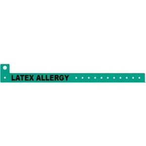 Medical ID Solutions Wristband, L Shape, Tri-Laminate, Latex Allergy, Green