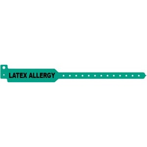 Medical ID Solutions Wristband, Adult, Tri-Laminate, Latex Allergy, Green
