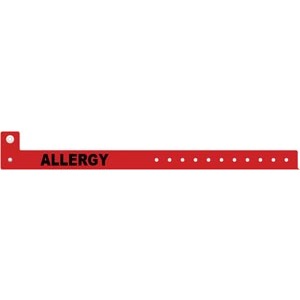 Medical ID Solutions Wristband, L Shape, Tri-Laminate, Allergy, Red