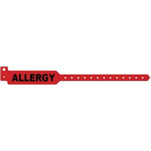 Medical ID Solutions Wristband, Adult, Tri-Laminate, Allergy, Red