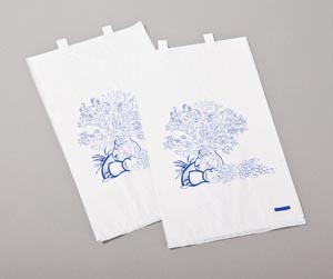 Bedside Bag, 6½" x 3 1/8" x 11 3/8", Flame Retardant Paper, Blue Floral Print