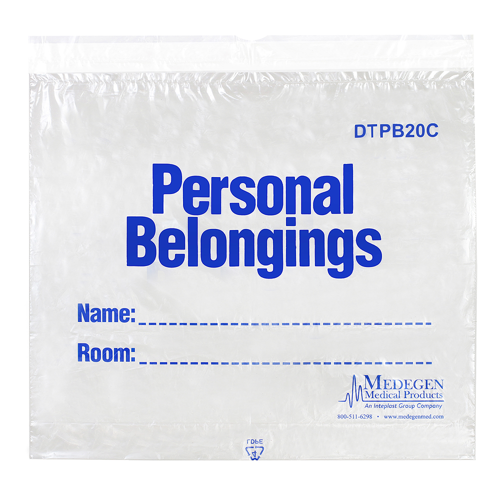Bag with DrawTape Closure, 20"x18", White with Blue Print