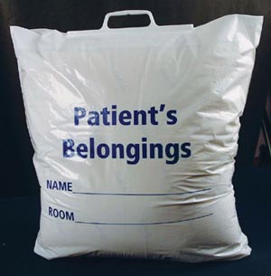 ADI Medical Patient Belonging Bag, Plastic Rigid Handle