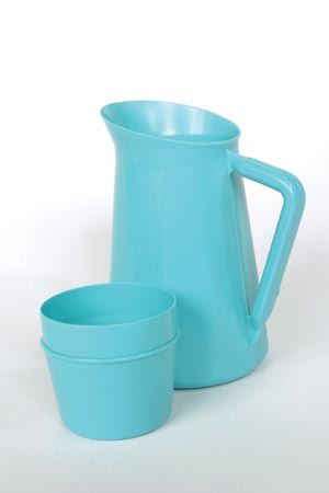 Pitcher, 1 Qt, 9 oz Cup-Cover, Blue