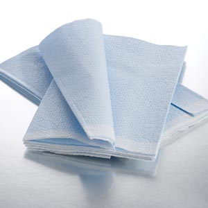 Graham Medical Fanfold Bed Sheet, Super Tissue/ Poly/ Tissue, Blue, 40" x 84" (60 cs/plt)