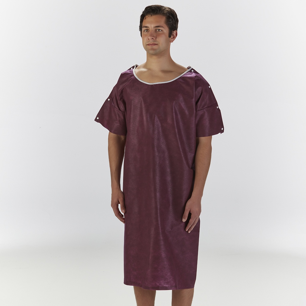 Graham Medical Gown, Nonwoven, with Snaps, Large, Maroon, 10/bg, 3 bg/cs