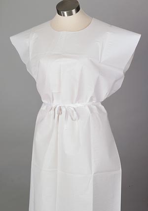 Exam Gown, Poncho Style, 30" x 42", Peach, T/P/T, Front or Back Opening