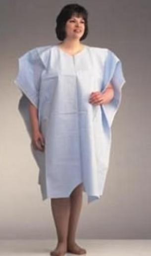 Exam Gown, Poncho Style, 40" x 40", Blue, T/P/T, Latex Free (LF)