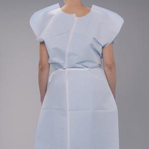 Exam Gown, 30" x 42", Adult, Blue, T/P/T, Front or Back Opening