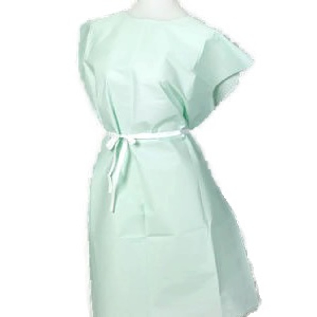 Exam Gown, 30" x 42", Green, T/P/T, Front or Back Opening