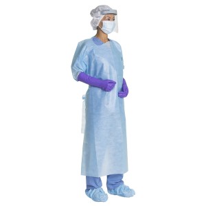 Laminated Comfort Gown, With Thumbhooks, Blue, X-Large