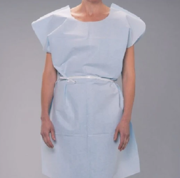 Exam Gowns, Tissue/Poly/Tissue, Blue (64 cs/plt)