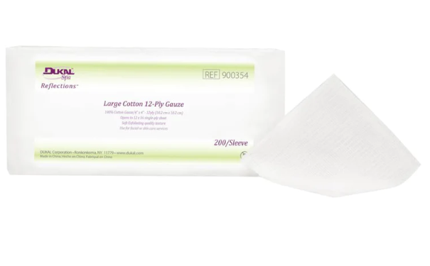 Cotton Gauze, 4" x 4", 200/slv, 10 slv/cs