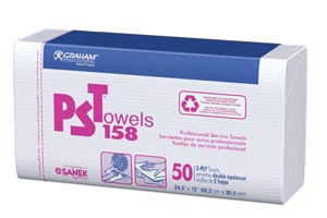 Graham Medical PST 158 Towel, Huck Finish, 2-Ply, 12" x 24½", White