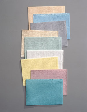 Towel, 2-Ply Tissue & Poly, Teal, 13" x 18"