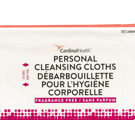 Personal Cleansing Cloth, Non-Flushable, Fragrance Free, 9" x 13", 16/pk, 48 pk/cs