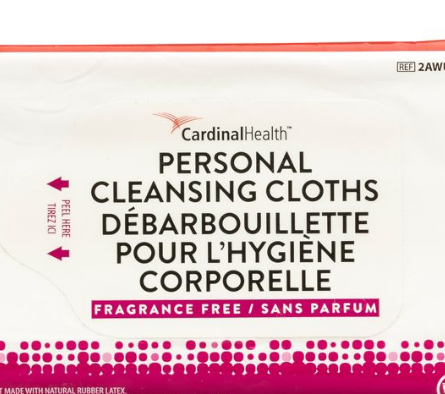 Personal Cleansing Cloth, Non-Flushable, Fragrance Free, 9" x 13", 64/pk