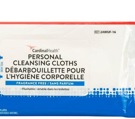 Personal Cleansing Cloth, Flushable, Fragrance Free, 9" x 13", 42/pk