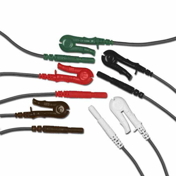 Conmed 24 inch R Series Grabber Safety Leadwire, White/Green/Red/Brown/Black, 5/Pack