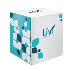 Livi® Facial Tissue, Cube Box, 2-Ply, White, 90 sheets/bx, 36 bx/cs (APT #452028)