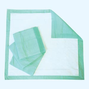 Underpad, X-Large, 28" x 30", Capacity 10.6 fl oz, Green, 10/bg, 10 bg/cs