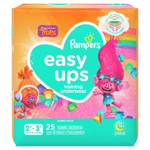Pampers Easy Ups Training Underwear, Pull On, Girls, Size 4, 2T-3T, 25/pk, 4pk/cs