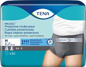 Protective Underwear, Men, Medium, 34" - 44" Hip Size, Grey, 20/pk, 4 pk/cs