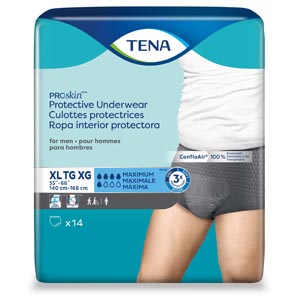Protective Underwear, Men, X-Large, 55" - 66" Hip Size, Grey, 14/pk, 4 pk/cs