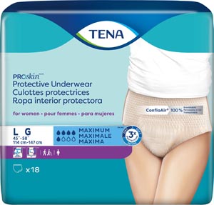 Protective Underwear, Women, Large, 45" - 58" Hip Size, Nude, 18/pk, 4 pk/cs