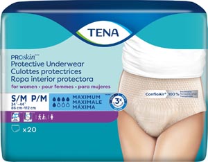 Protective Underwear, Women, Small/ Medium, 34" - 44" Hip Size, Nude, 20/pk, 4 pk/cs