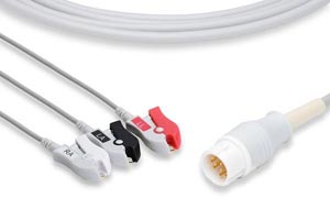 Direct-Connect ECG Cable, 3 Leads Clip, Philips Compatible w/ OEM: M1981A, 989803143181