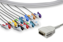 EKG EK10 Leadwire Cable, 10 Leads, Pinch/Grabber, 9.8ft, Reusable, Burdick Compatible