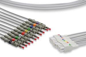 EKG Leadwire, 10 Leads Banana, GE Healthcare > Marquette Compatible w/ OEM: 2016032-001