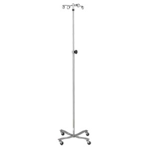 IV Stand, 4 Hook, Tru Loc Mechanism, 4 Leg, Flat Band Stainless Steel Base