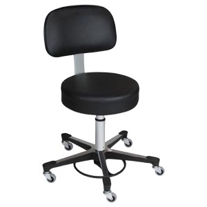 Deluxe Foot Operated Pneumatic Exam Stool, Black, (5) Leg, Aluminum Base