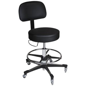 Deluxe Pneumatic Exam Stool, Height Adjustable (22" - 29"), Black, (5) Leg, Aluminum Base