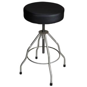 Passaic Revolving Stool, 15" Diameter, Upholstered Seat, Black, (4) Leg Base