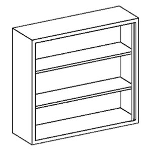 Wall Cabinet 35"W x 30"H x 13"D, Open Face, (2) Stainless Steel Adjustable Shelves