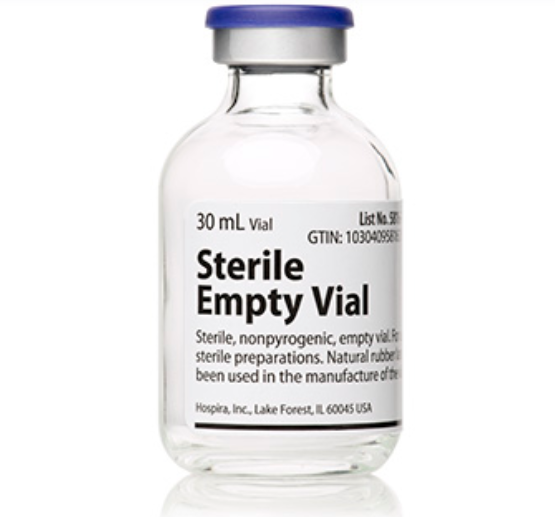 Empty Vial, 30 ml, Glass, Sterile, 25/pk (Rx)