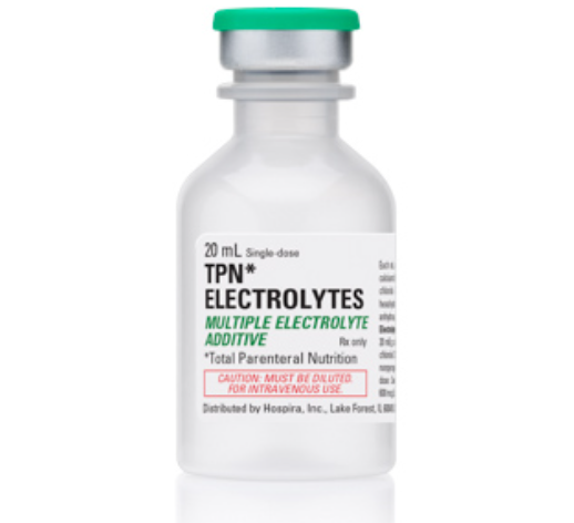 TPN Electrolytes, 20ml Vial, Single Dose, Plastic Fliptop Vial, 25/bx (Rx)