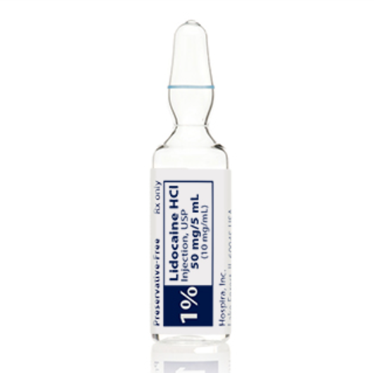 Lidocaine Hydrochloride Injection, USP, 10mg/ml, 5 ml Glass Ampul, 25/bx (Rx)