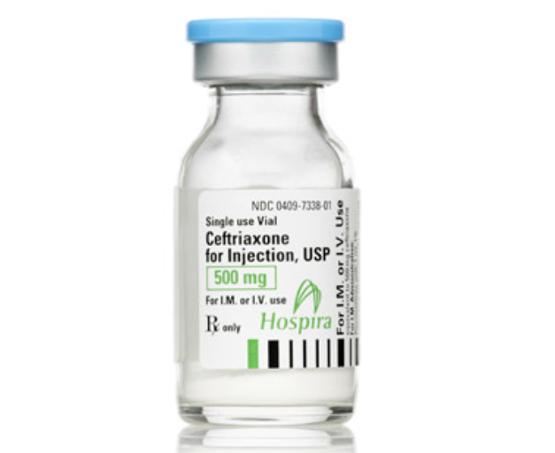Ceftriaxone for Injection, USP, 500 mg/15ml, Single Dose, Glass Fliptop Vial, 10/bx (Rx)