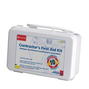 10 Person Contractor First Aid Kit, 95 Piece, Plastic Case 