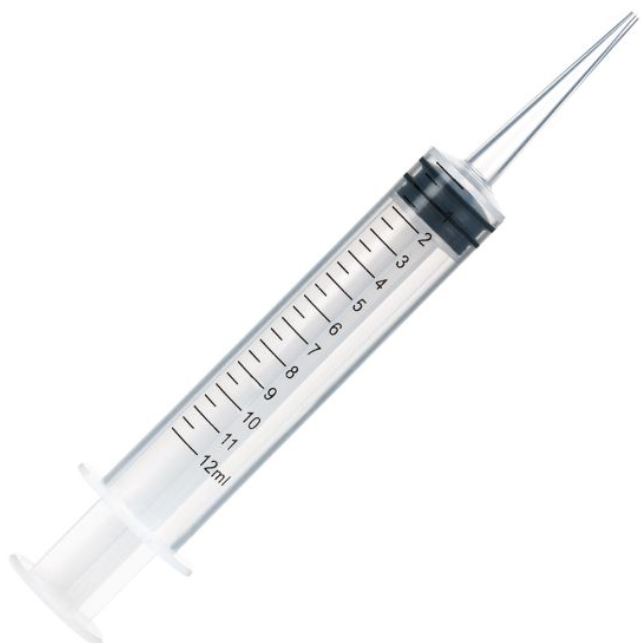 Transfer Syringe, 12cc (12mL), Printed Graduations, Straight Tip, 50/bg